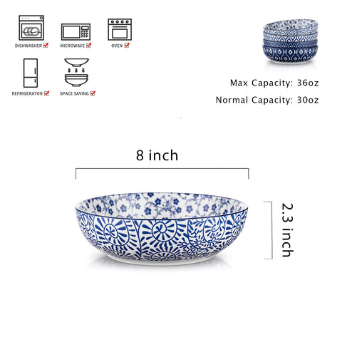 Selamica vintage blue glaze bowls collection showcasing unique style for salads and pasta.