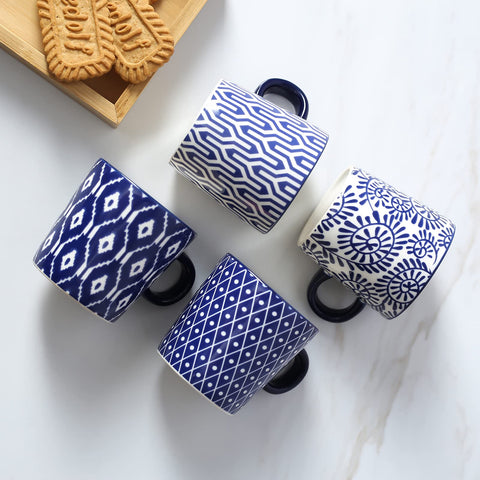 Selamica vintage blue glaze espresso cups add a stylish table accent.