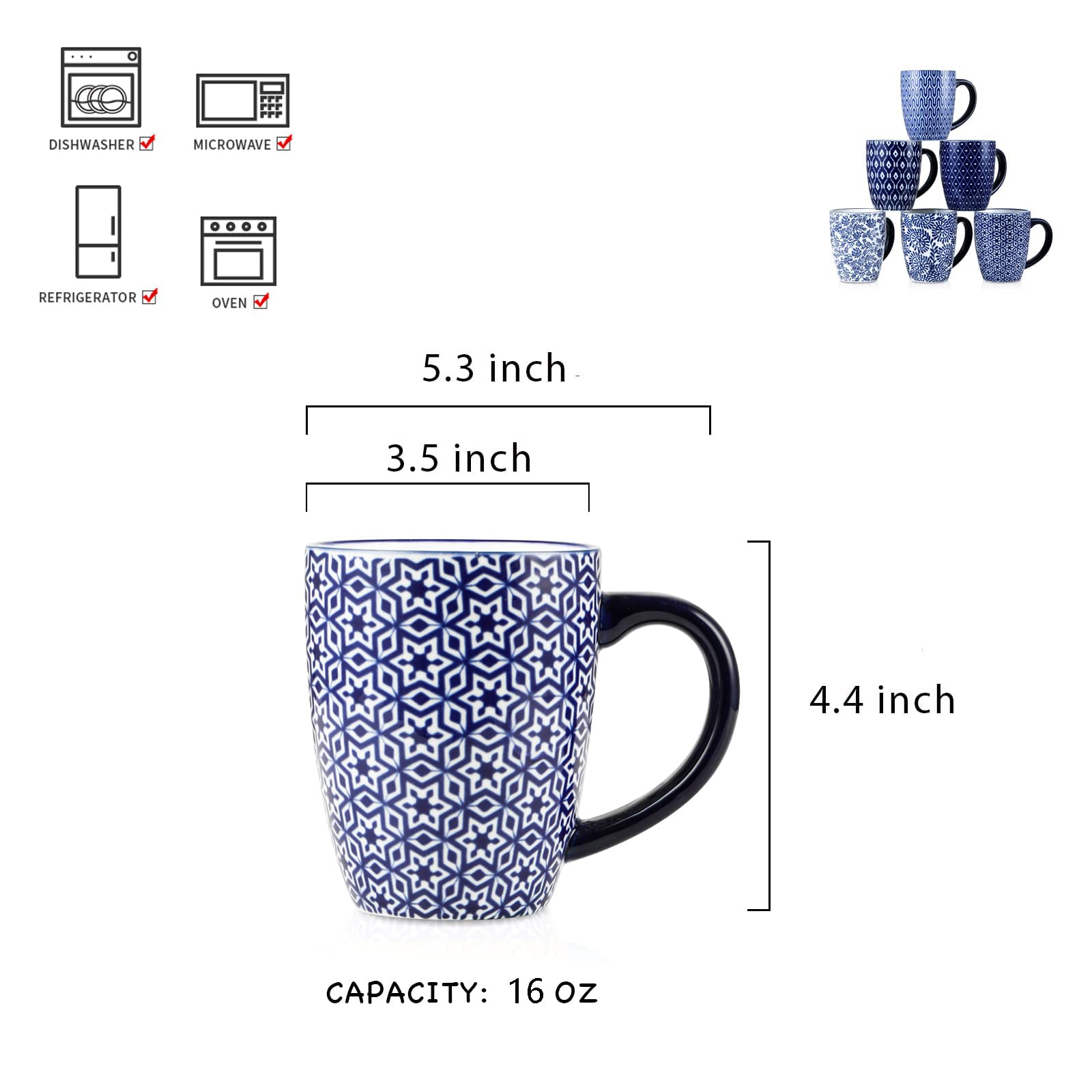 Vintage blue pattern mug showcasing classic Chinese-inspired porcelain design.