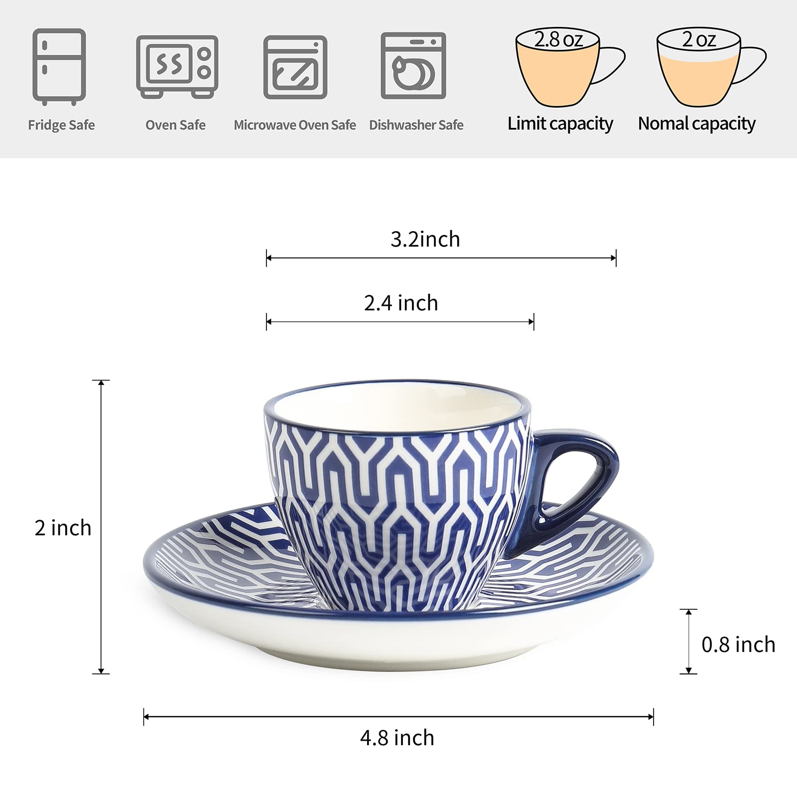 Selamica vintage blue-patterned cups bring a cafe vibe to your table and parties.
