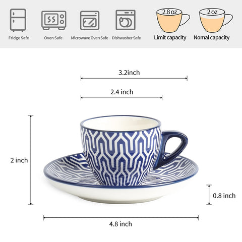 Selamica vintage blue-patterned cups bring a cafe vibe to your table and parties.