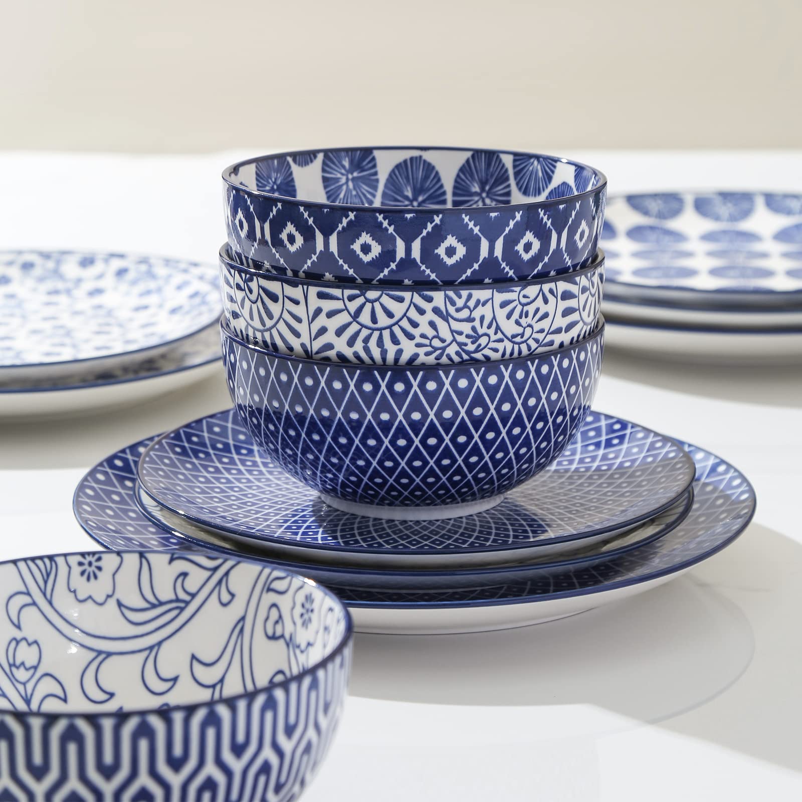 Selamica Vintage Blue 8-inch salad plate ideal for salads and sides.