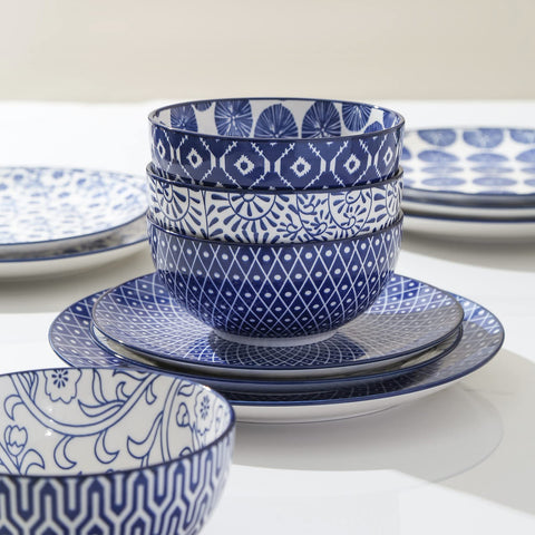 Selamica Vintage Blue 8-inch salad plate ideal for salads and sides.