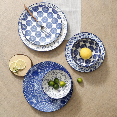 Selamica Vintage Blue table setting, versatile dinnerware showpiece