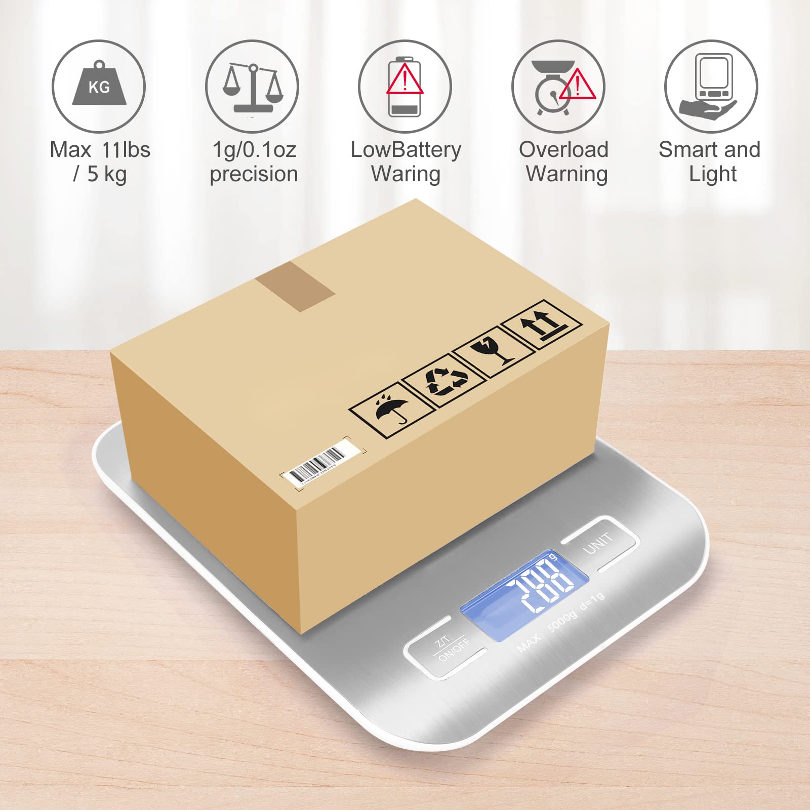 Selegere tare function allows zeroing containers for net item weight.