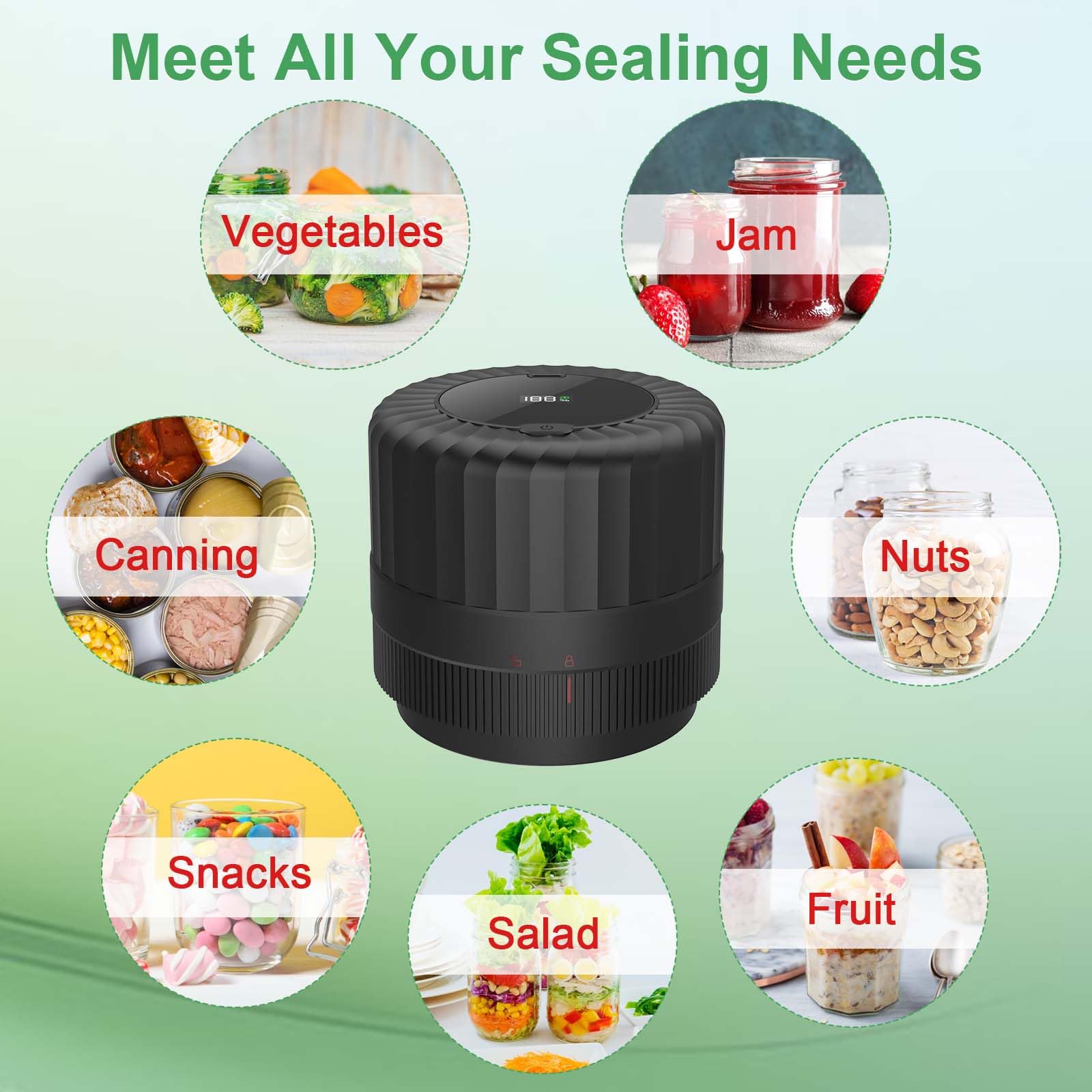 SelePow VP06+ cordless handheld design enables jar sealing anywhere