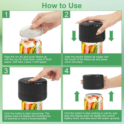 SelePow VP06+ in-use sealing action seals jars in seconds