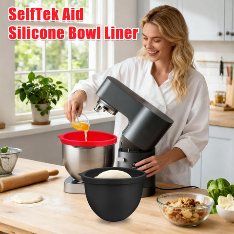 SelfTek easy-clean bowl liner in KitchenAid, simple wipe-down after use