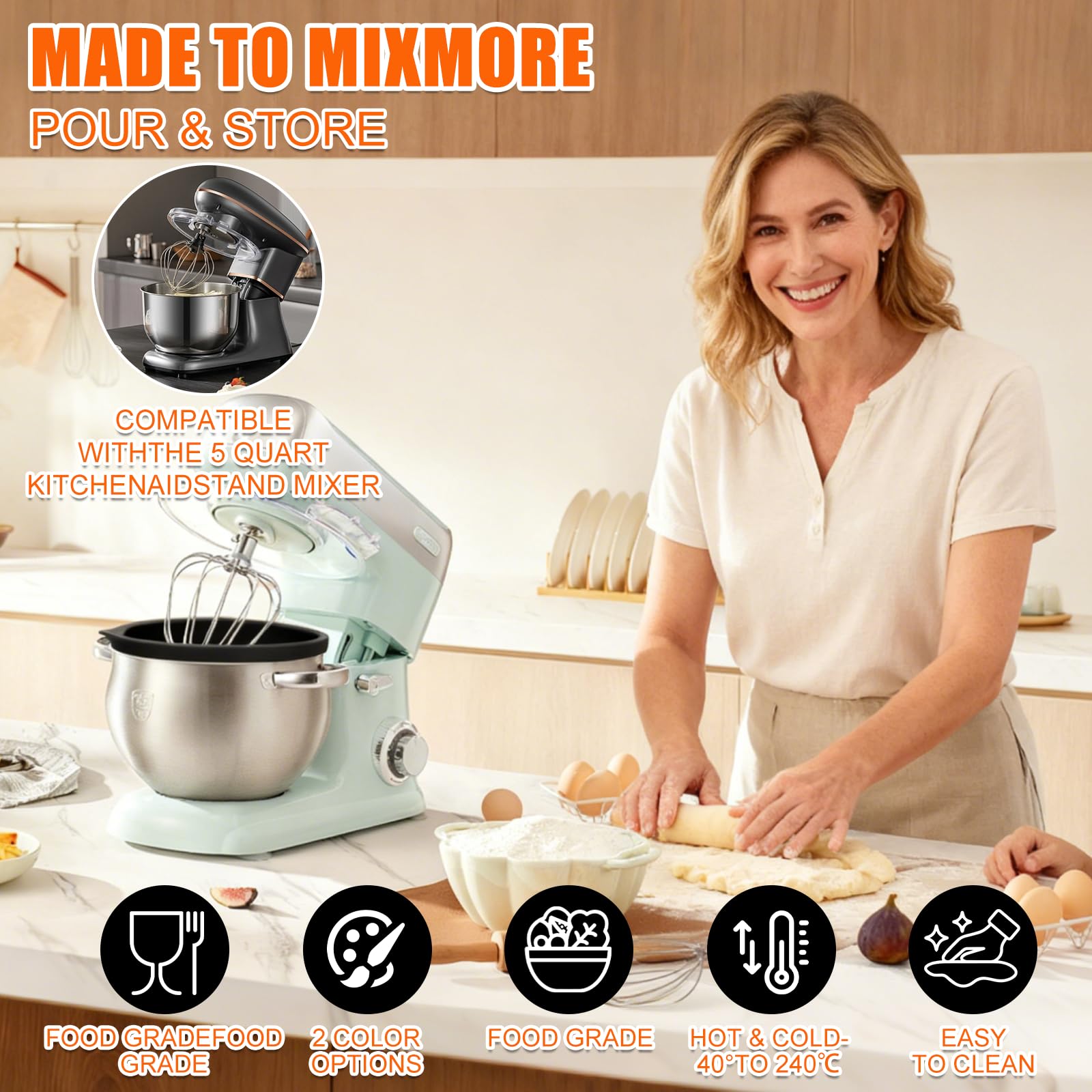 SelfTek heat-resistant silicone keeps warm ingredients and cool mixtures in one convenient liner.