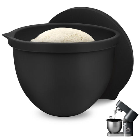 SelfTek silicone bowl liner fits 5 Qt KitchenAid bowls for easy mixing and storage.