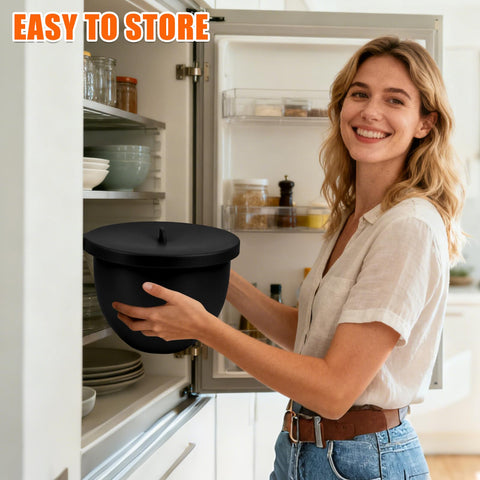SelfTek silicone liner cushions the bowl and reduces noise during operation.
