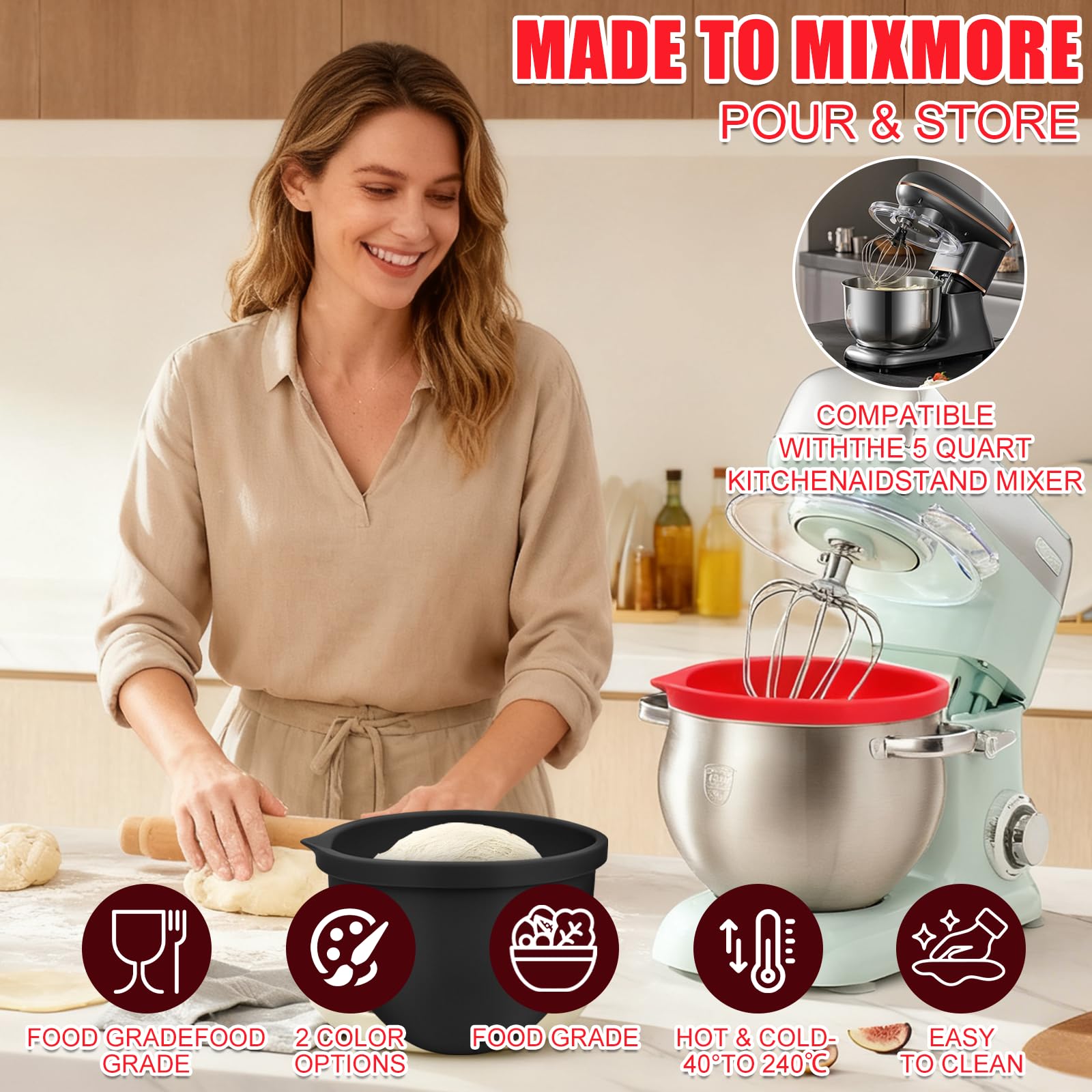 SelfTek storage and prep bowl liner shown for organized kitchen workflow