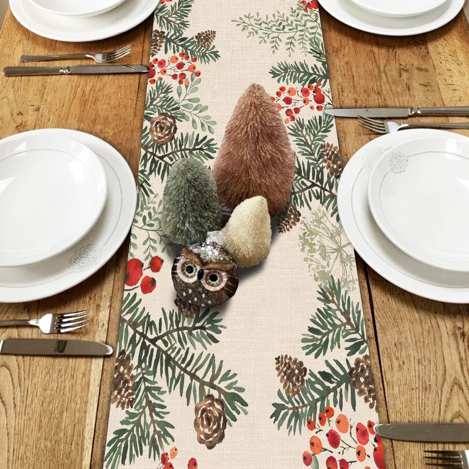 Seliem Christmas farmhouse table setting adds warm holiday atmosphere