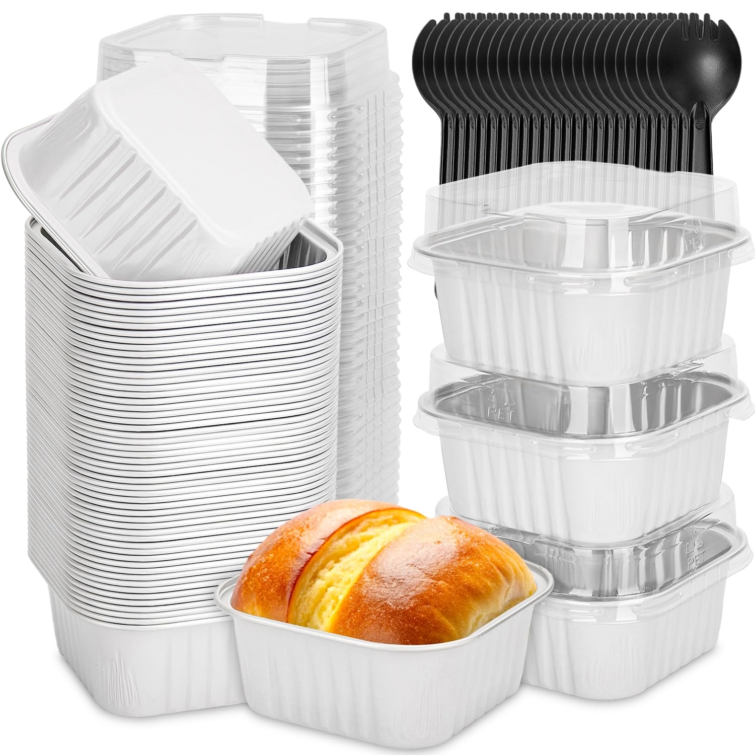 Selizo 60-pack mini square pans with lids for easy party dessert portions.