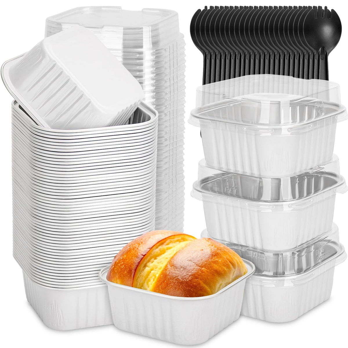 Selizo 60-pack mini square pans with lids for easy party dessert portions.