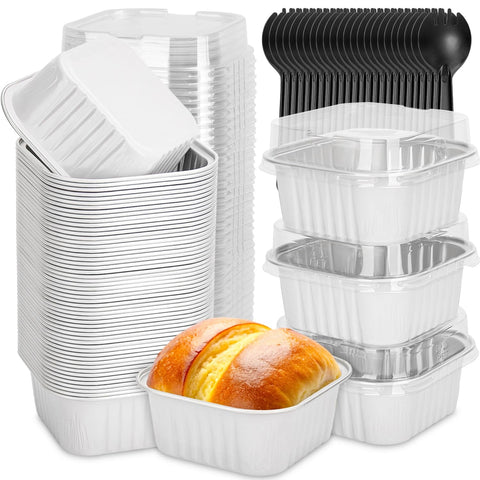 Selizo 60-pack mini square pans with lids for easy party dessert portions.