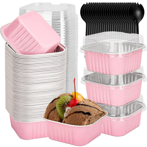 Selizo 60-pack mini cake pans with lids for easy transport.