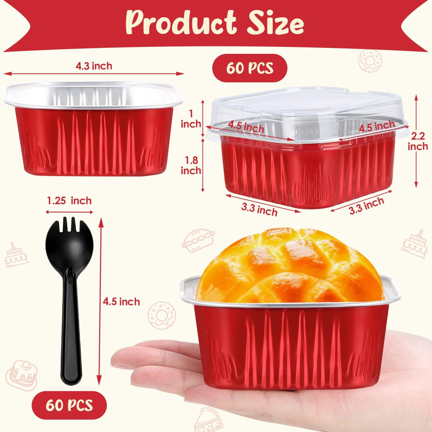 Selizo red square baking cups 10oz ideal for single servings and gifting.
