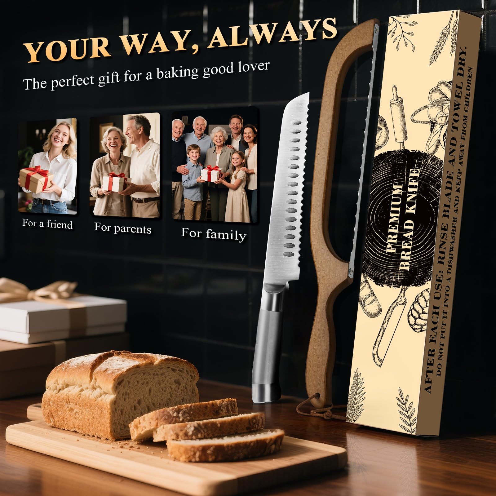 SeLucky ergonomic handle and guard support safe bread slicing