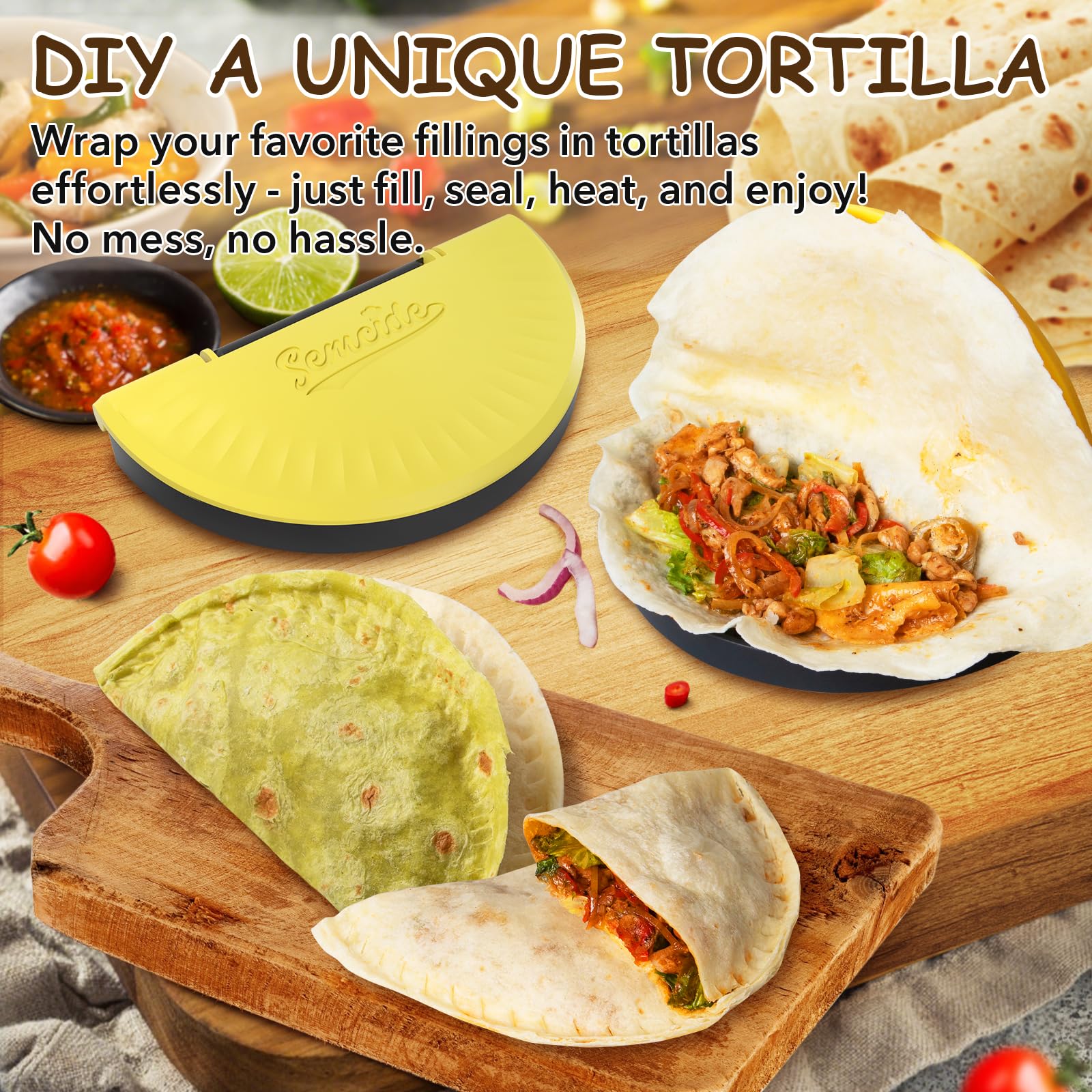 Semcide Tortilla Sealer 10-12-inch tortilla-press delivers quick, tight seals.