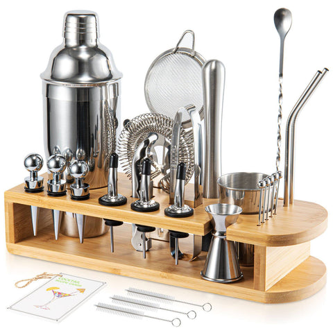 Semderm bamboo stand displaying organized bar tools for quick access.