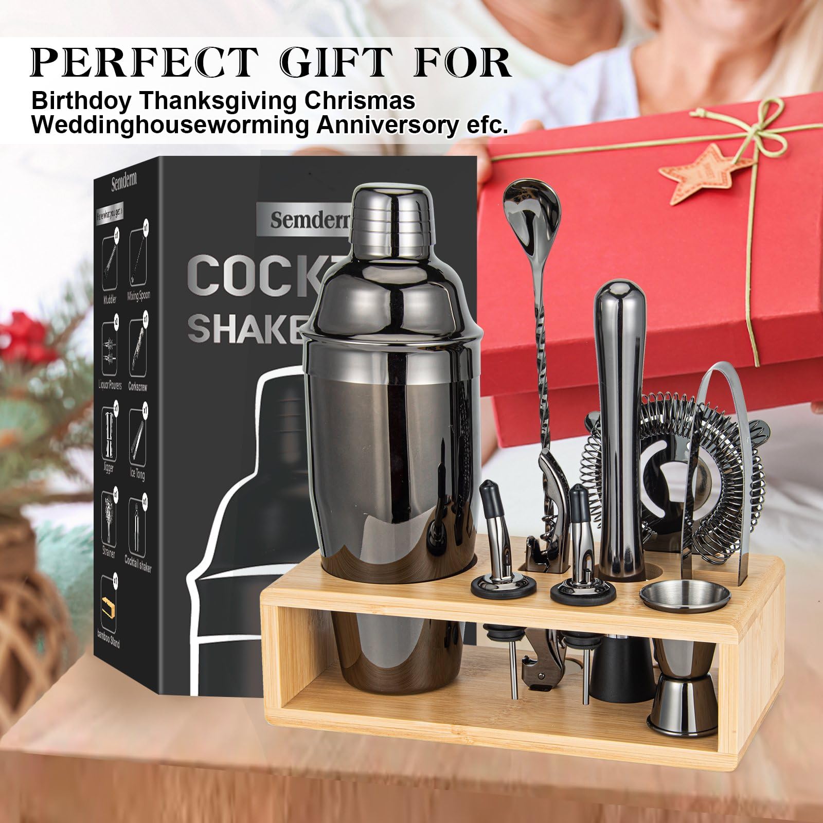 Semderm corkscrew included for bottle access during home entertaining