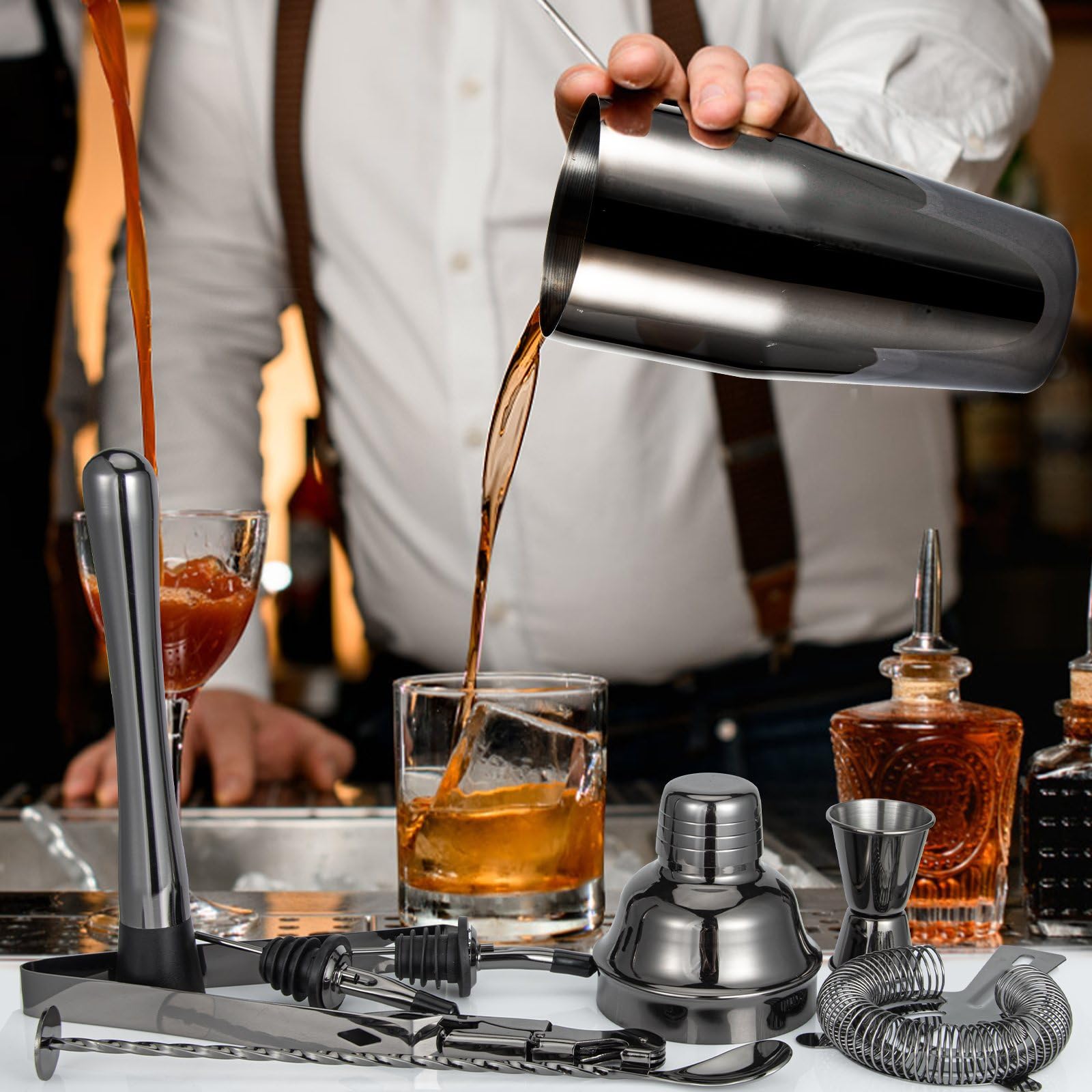 Semderm 10-inch muddler paired with spoon for smooth muddling