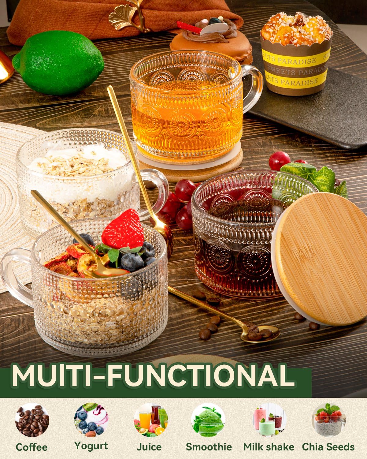 Semderm mug set includes bamboo lid and spoon for easy stirring