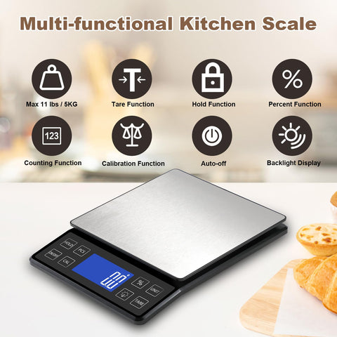 SEMIER digital kitchen scale display offers clear readability from every angle.