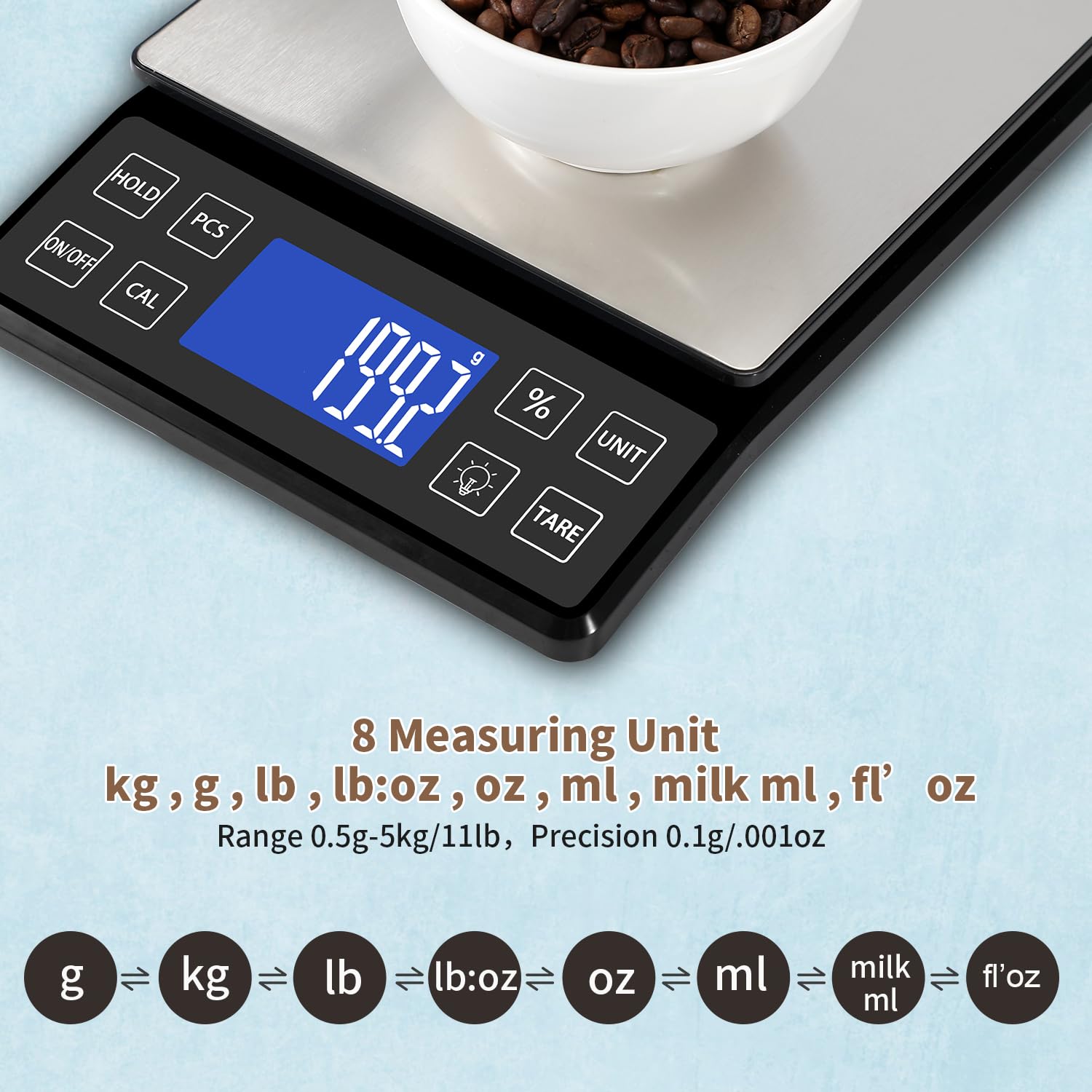 SEMIER digital kitchen scale percent function simplifies baking ratios.