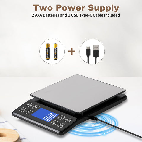 SEMIER digital kitchen scale stainless steel pan for durability and easy cleaning.