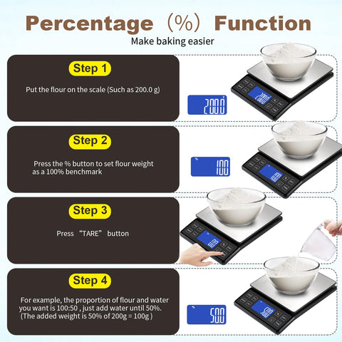 SEMIER digital kitchen scale tare function allows quick zeroing.