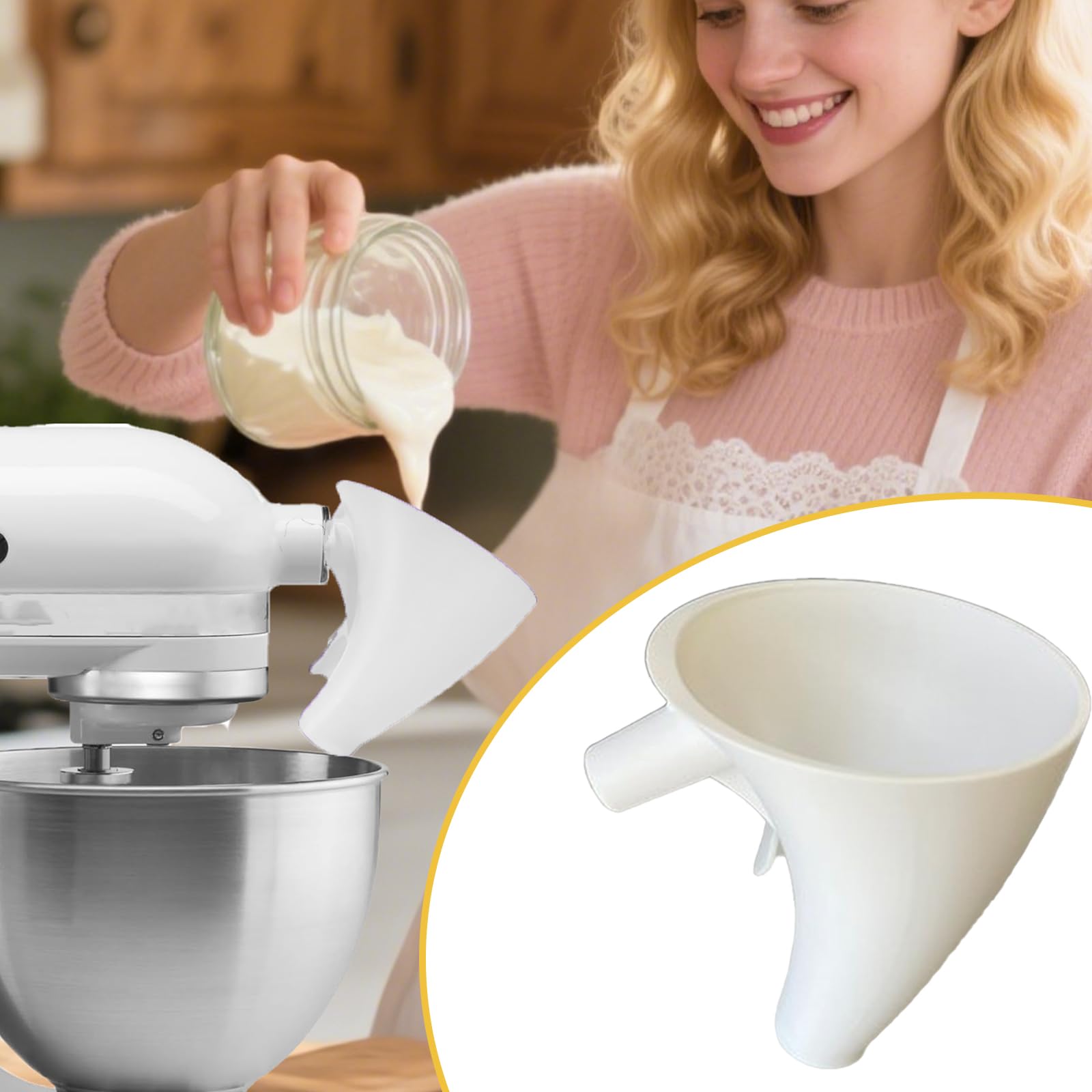 Semihacker white funnel blends into kitchens for a tidy workflow.
