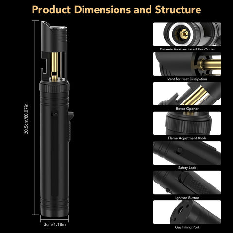 Semlos torch lighter adjustable jet flame for precise cooking and crafts.