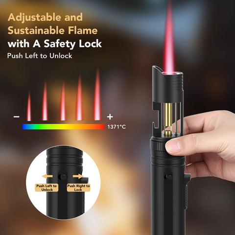 Semlos torch lighter safety lock for safe transport and use.