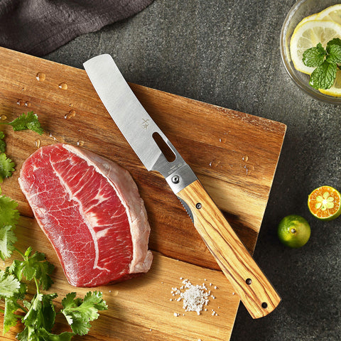 SENBON folded knife at 5.4 inches, compact and easy to carry.
