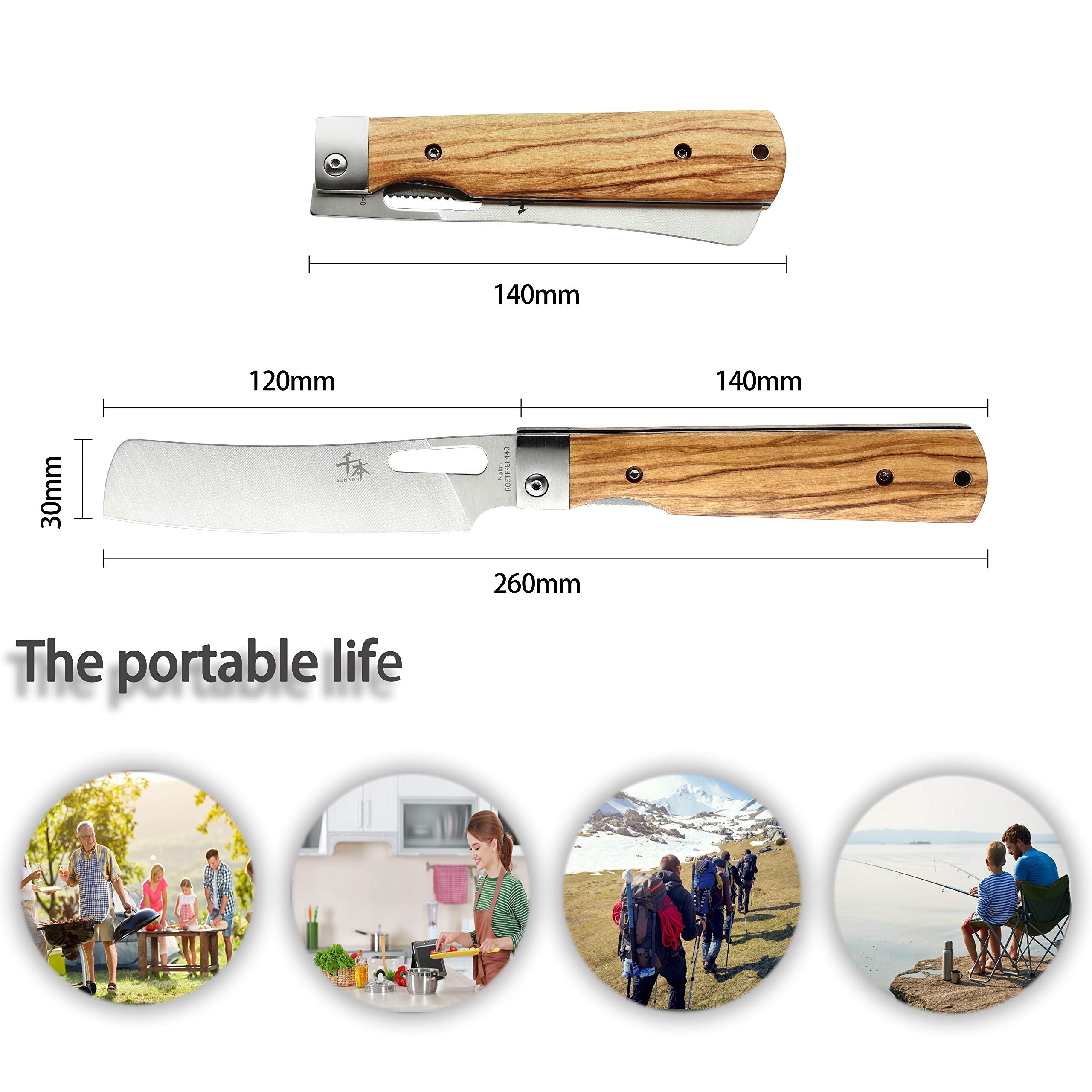 SENBON olive wood handle close-up, highlighting natural grain and durable grip.