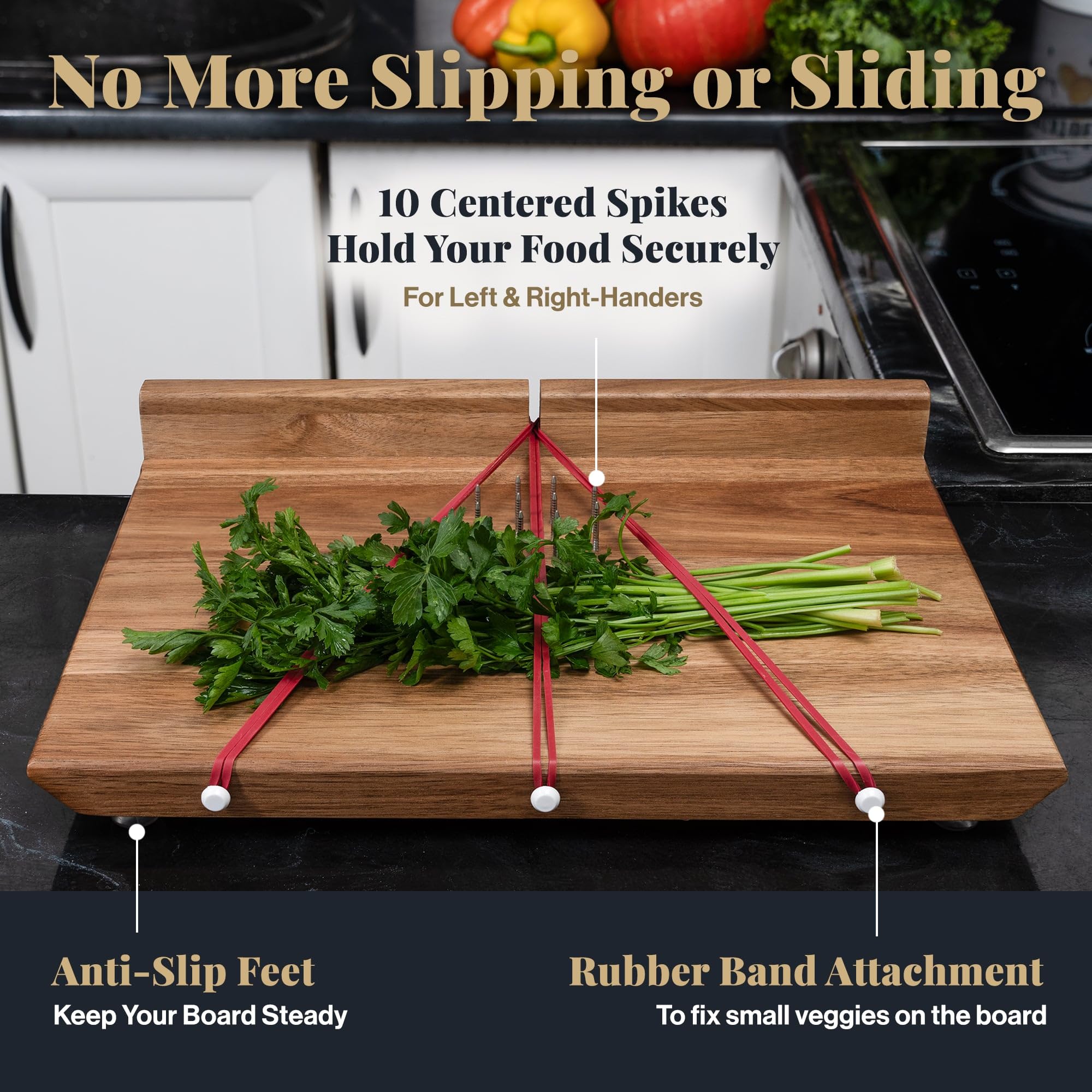 SENDAR Adaptive Cutting Board raised rear fence prevents spills during use