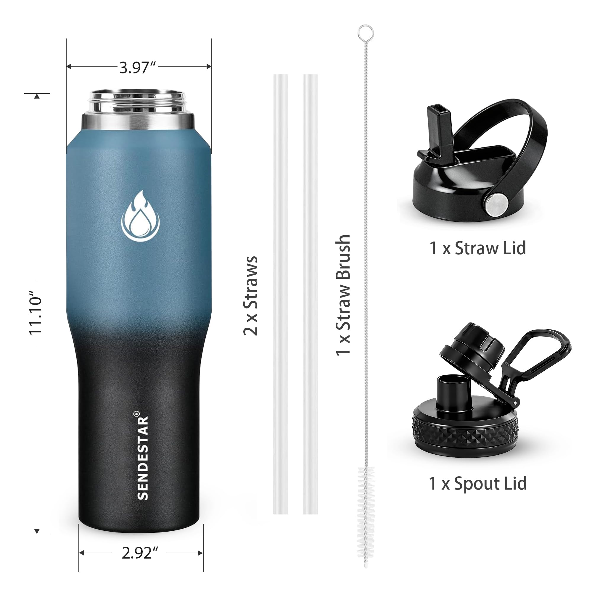 SENDESTAR 40oz bottle straw lid dust cover helps keep straw clean.