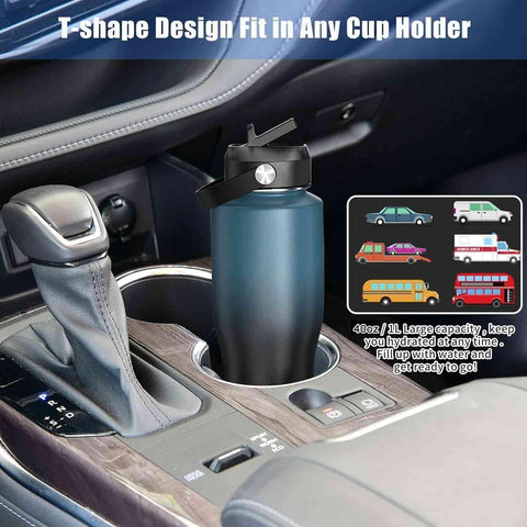SENDESTAR 40oz bottle spout lid demonstrates hot beverage sipping on the go.
