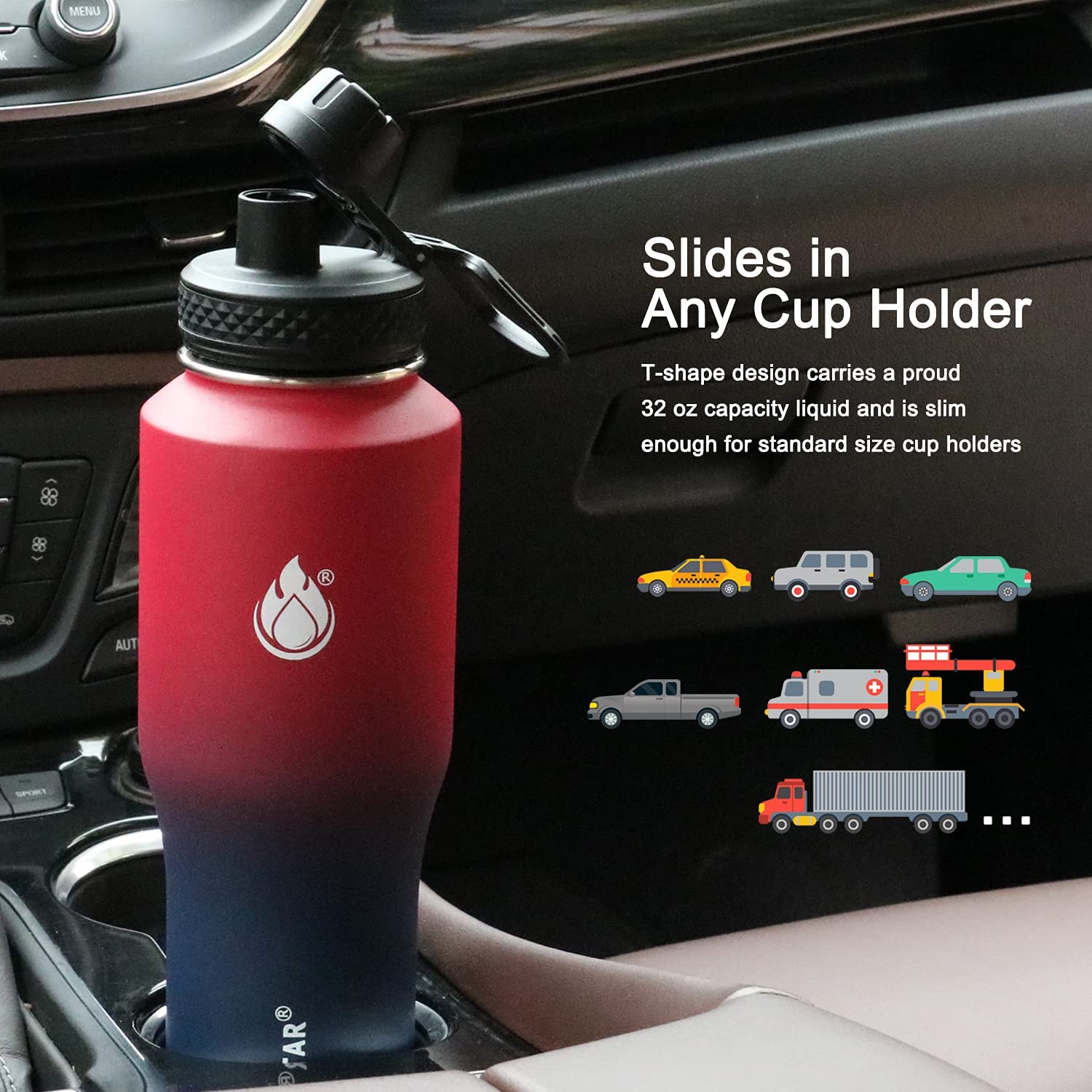 SENDESTAR bottle with two lids shows spout and straw for convenient sipping.