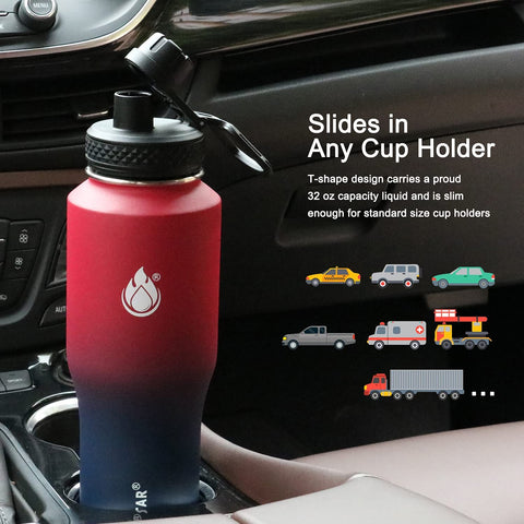 SENDESTAR bottle with two lids shows spout and straw for convenient sipping.