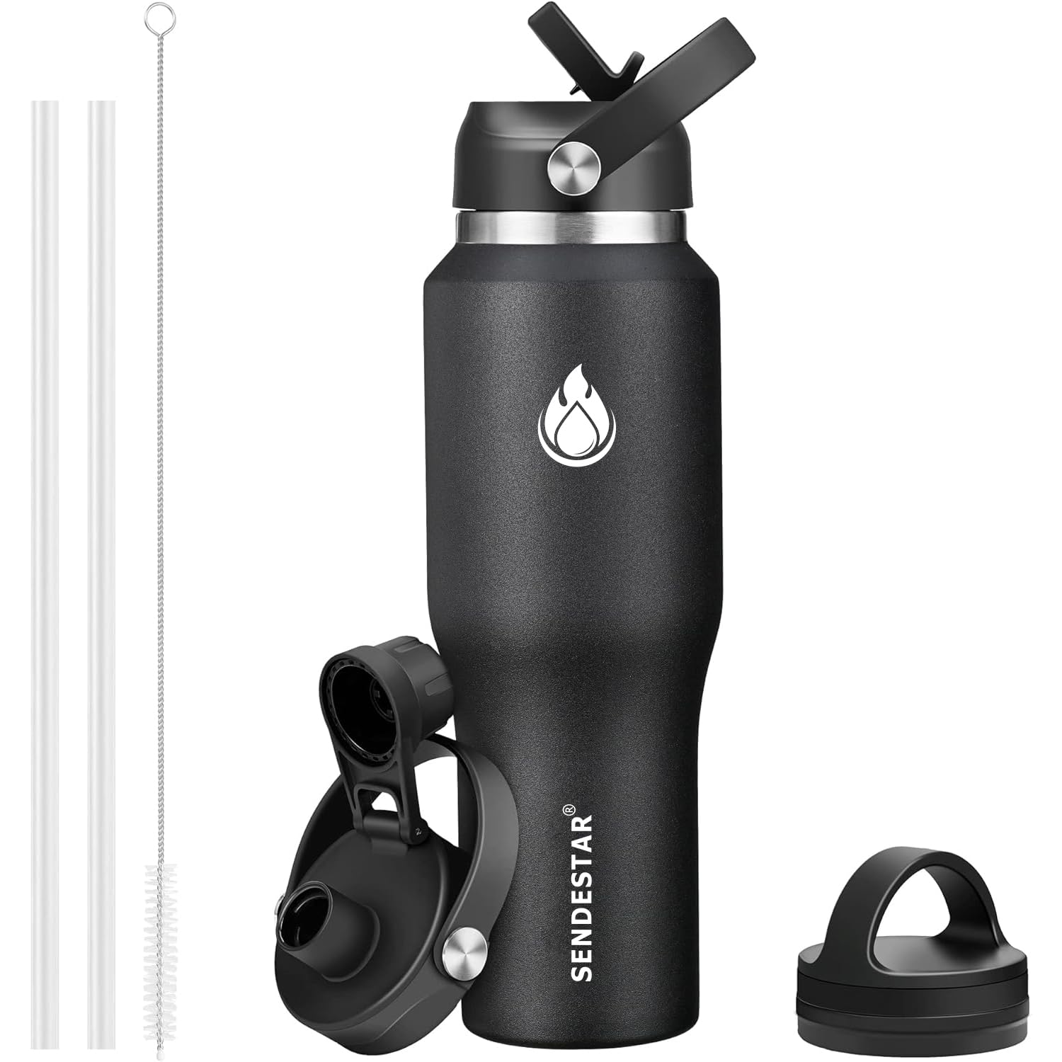 SENDESTAR 40oz bottle seated in car cup holder with slim profile for travel