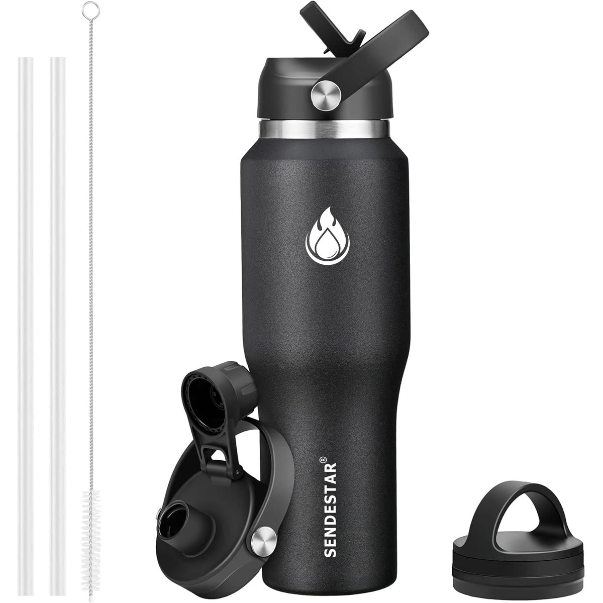 SENDESTAR 40oz bottle seated in car cup holder with slim profile for travel