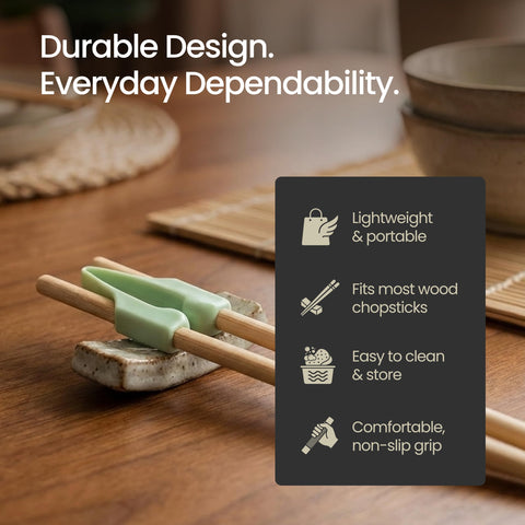 Senior ICare Chopstick Helper BPA-free label promotes safe kitchen practice.