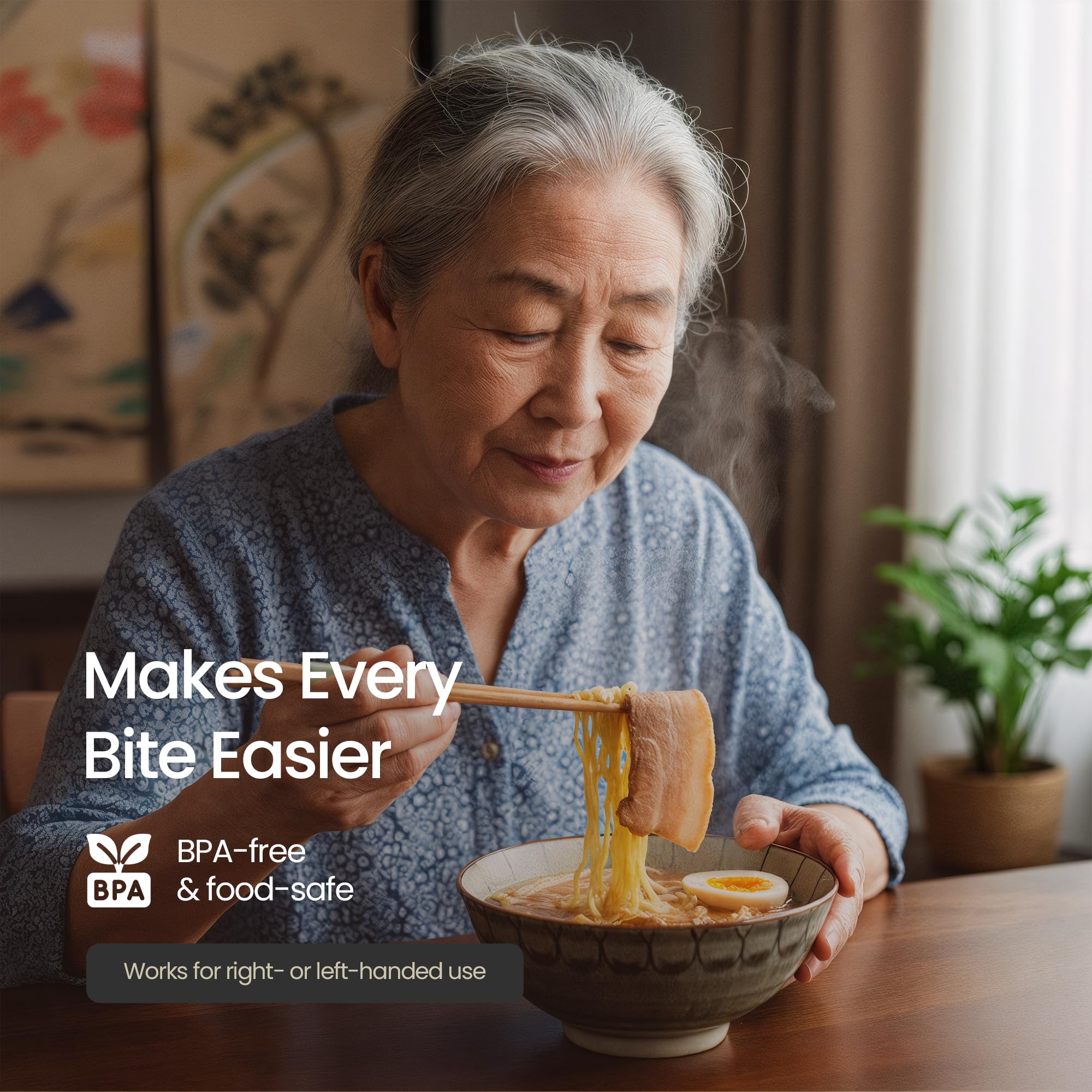 Senior ICare Chopstick Helper reusable wood construction offers durable daily use.