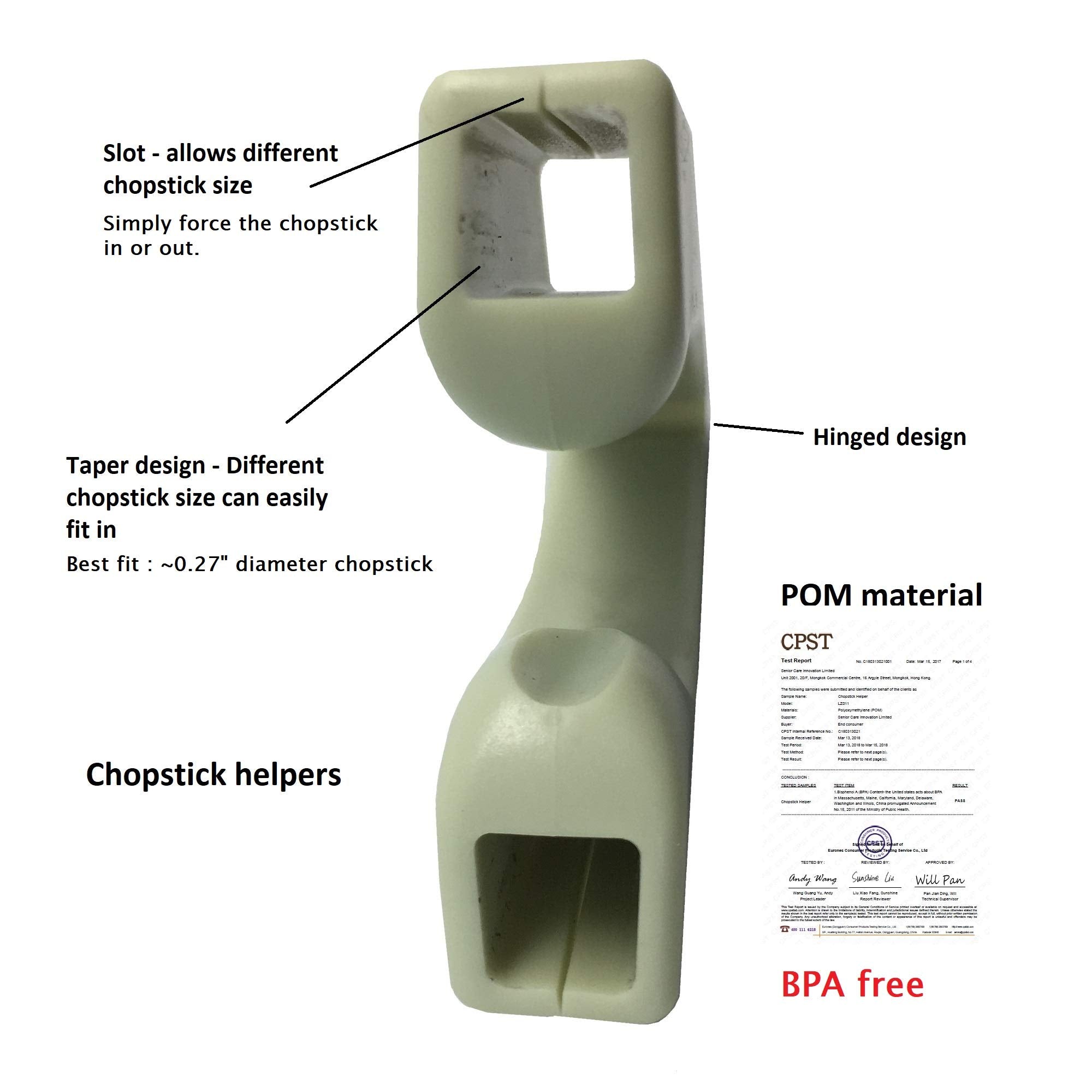 Senior ICare Chopstick Helper right-handed use adapts to user preference.