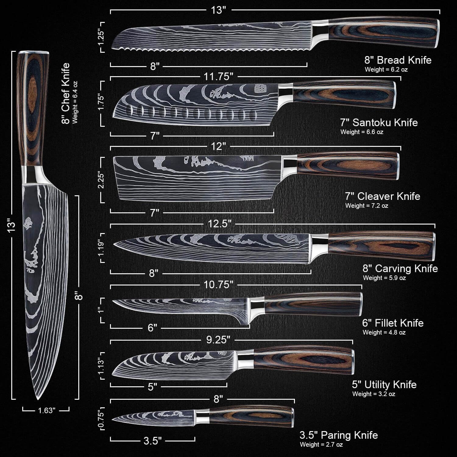 Senken Knives Imperial collection elevates kitchen tasks with durable Damascus blades.