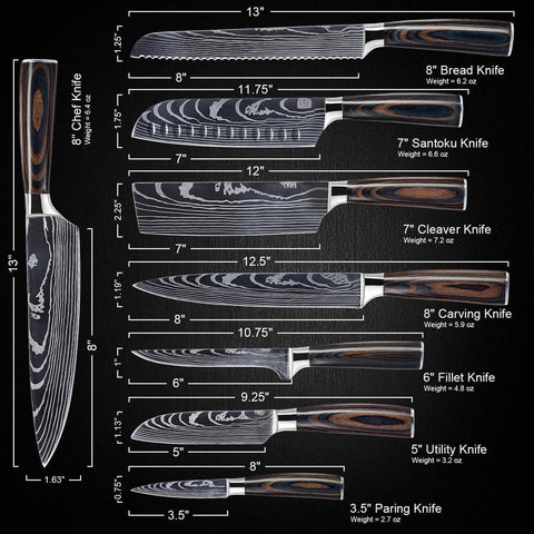 Senken Knives Imperial collection elevates kitchen tasks with durable Damascus blades.