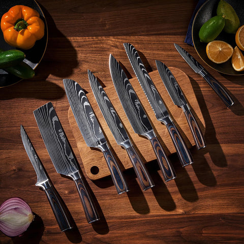 Senken Knives Imperial wooden handle offers ergonomic grip for comfortable chopping.
